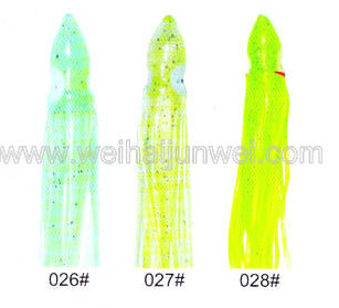 Color de señuelo de pesca de falda de calamar suave: 16#~32# tamaño: 3"~15" proveedor