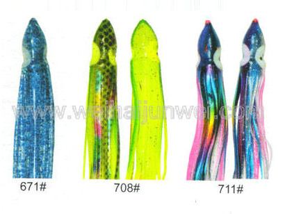 Mejor venta Falda suave de calamar señuelo de pesca color: 664#~797# tamaño:3"~15" proveedor