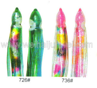 Mejor venta Falda suave de calamar señuelo de pesca color: 664#~797# tamaño:3"~15" proveedor
