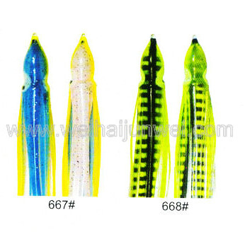 Mejor venta Falda suave de calamar señuelo de pesca color: 664#~797# tamaño:3"~15" proveedor