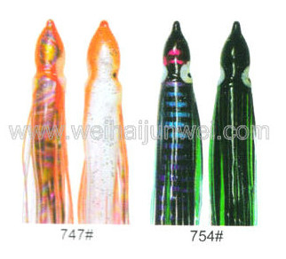 Mejor venta Falda suave de calamar señuelo de pesca color: 664#~797# tamaño:3"~15" proveedor