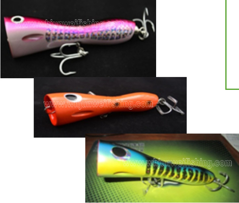13cm/105g/18cm/150g/23cm/200g señuelo de pesca popper de madera más vendido / cebo popper duro / agua salada / señuelo de curricán proveedor