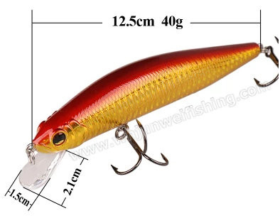 Señuelo de plástico duro de 12,5 cm de largo y 40 g. proveedor